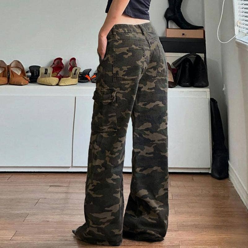 Camouflage Jeans straight denim pants