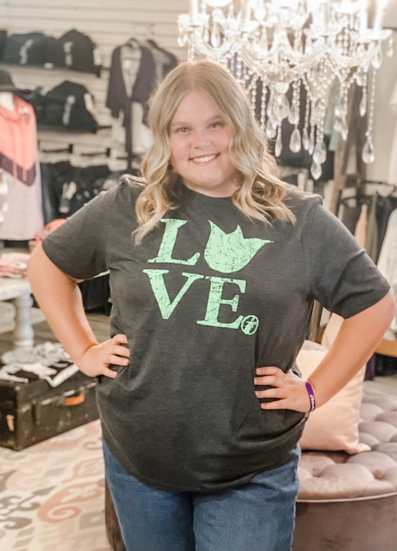 Mint Tulip Love Heather Tee