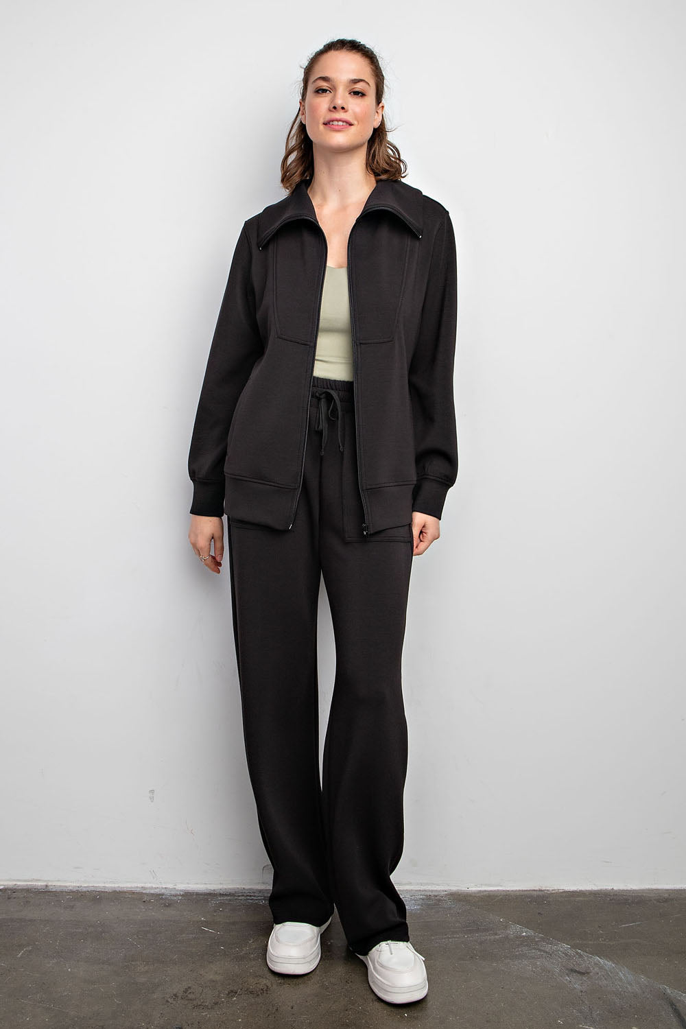 Black Modal Zipper Jacket by Rae Mode
