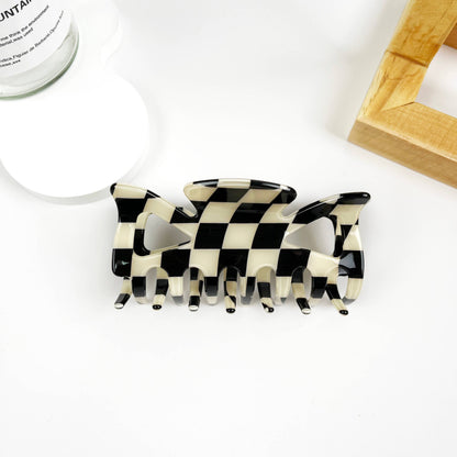 Black and White Check Hair Clip