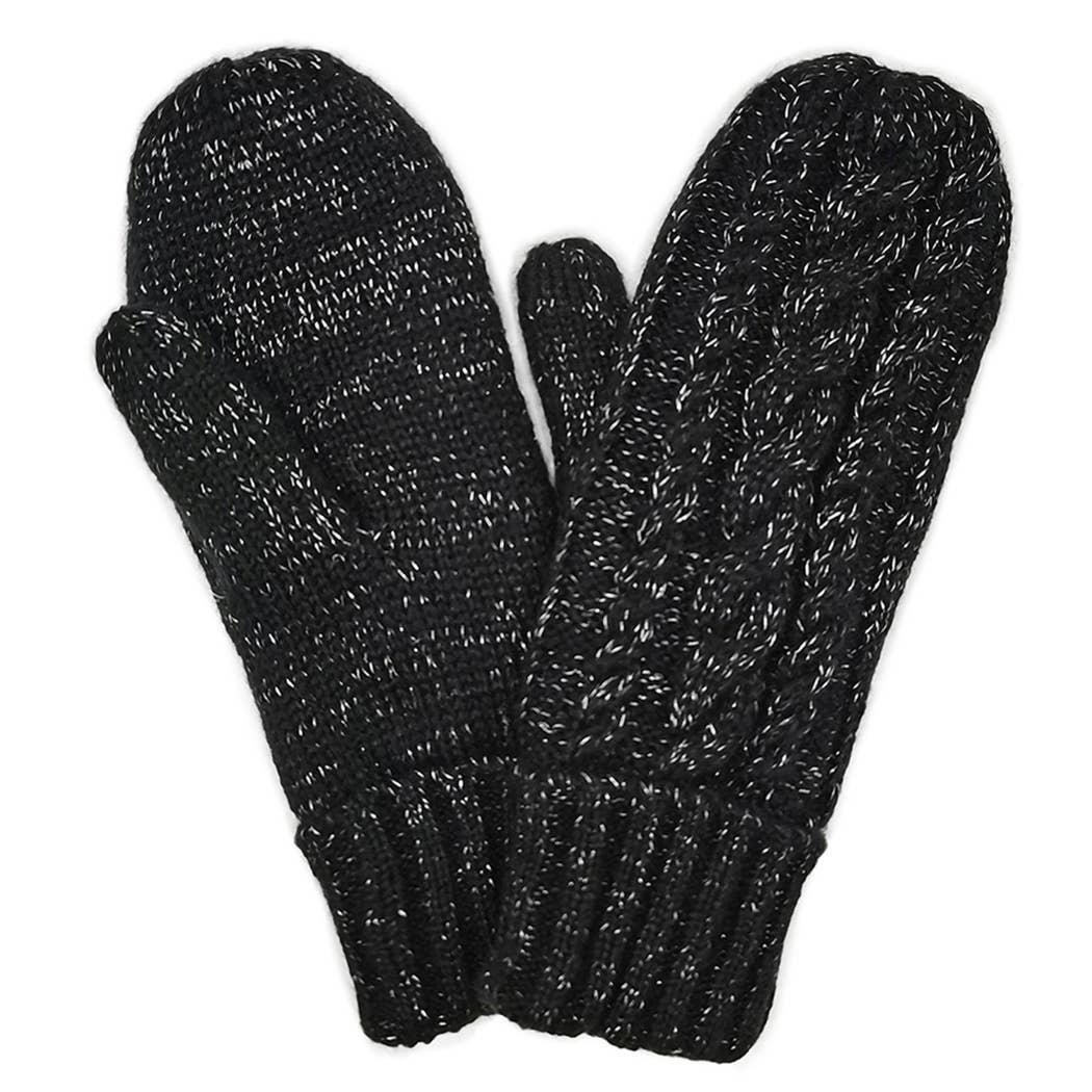 Cable Knitted Mittens with Sherpa Lining