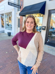 Burgundy Colorblock Sweater