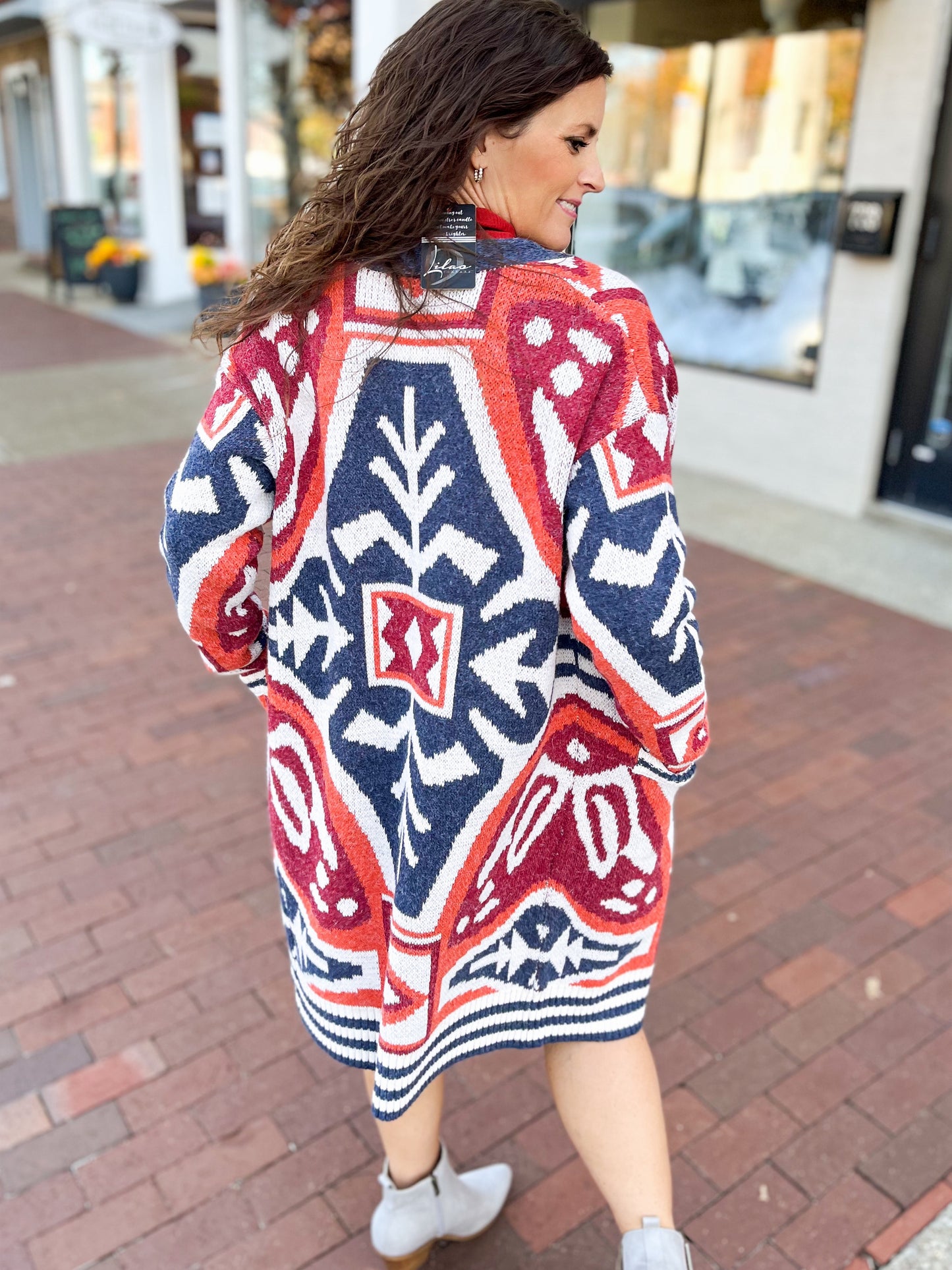Rust Aztec Print Coatigan