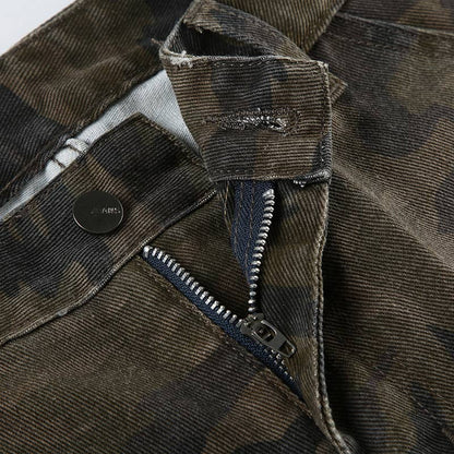 Camouflage Jeans straight denim pants