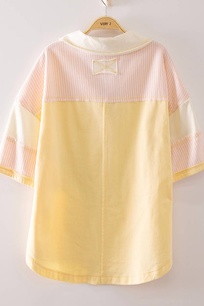 Oversized Collared Butter Yellow Top