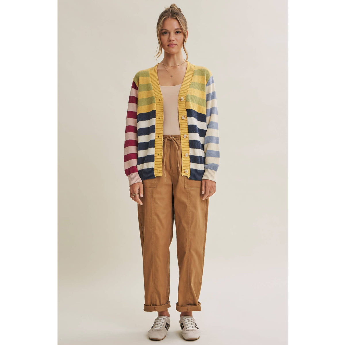 Colorful Striped Button Down Cardigan