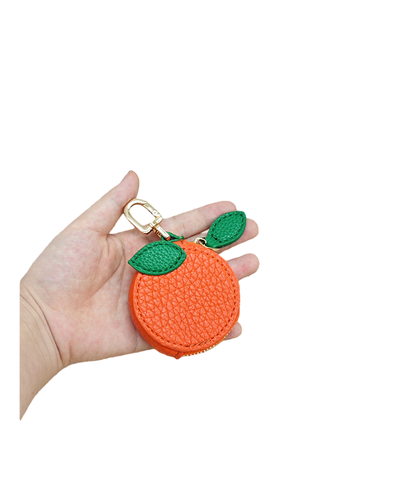 Leather Fruit-Shaped Mini Coin Pouch – Zipper Wallet Bag Charm