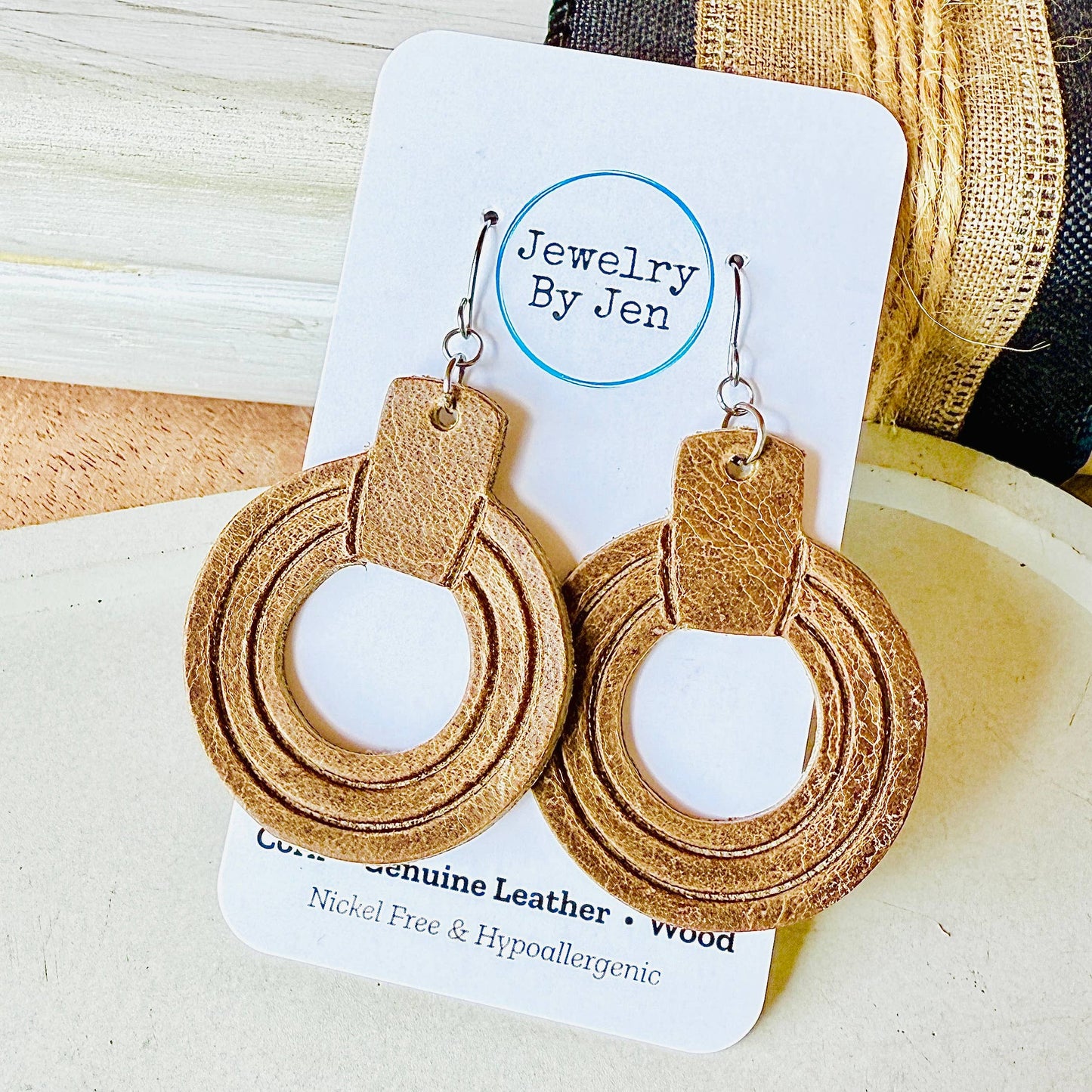 Embossed Ring Earrings: Vintage Cowboy