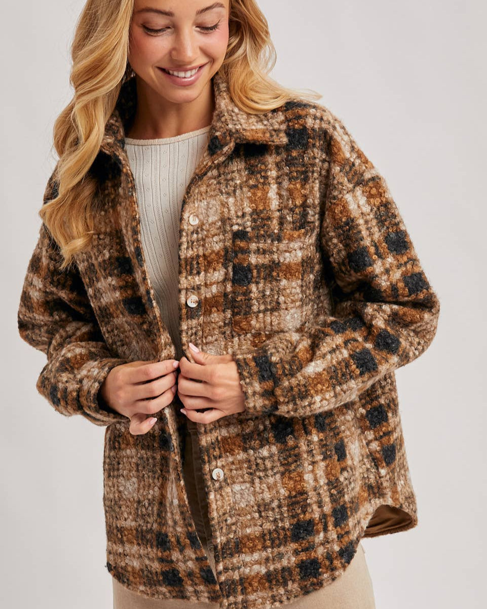 Plaid Boucle Shacket