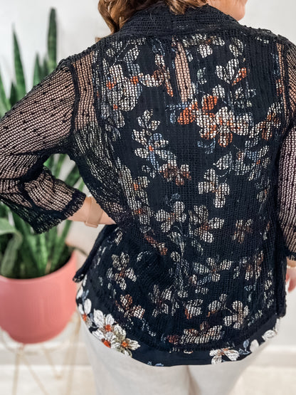 Black Open Mesh Sequin Cover Up