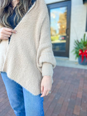 Taupe Mohair Open Cardigan