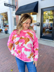 Pink & Camel Watercolor Sweater