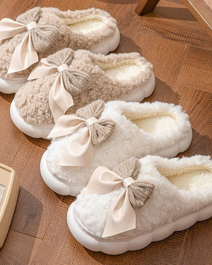 Fuzzy Bow Indoor Slippers