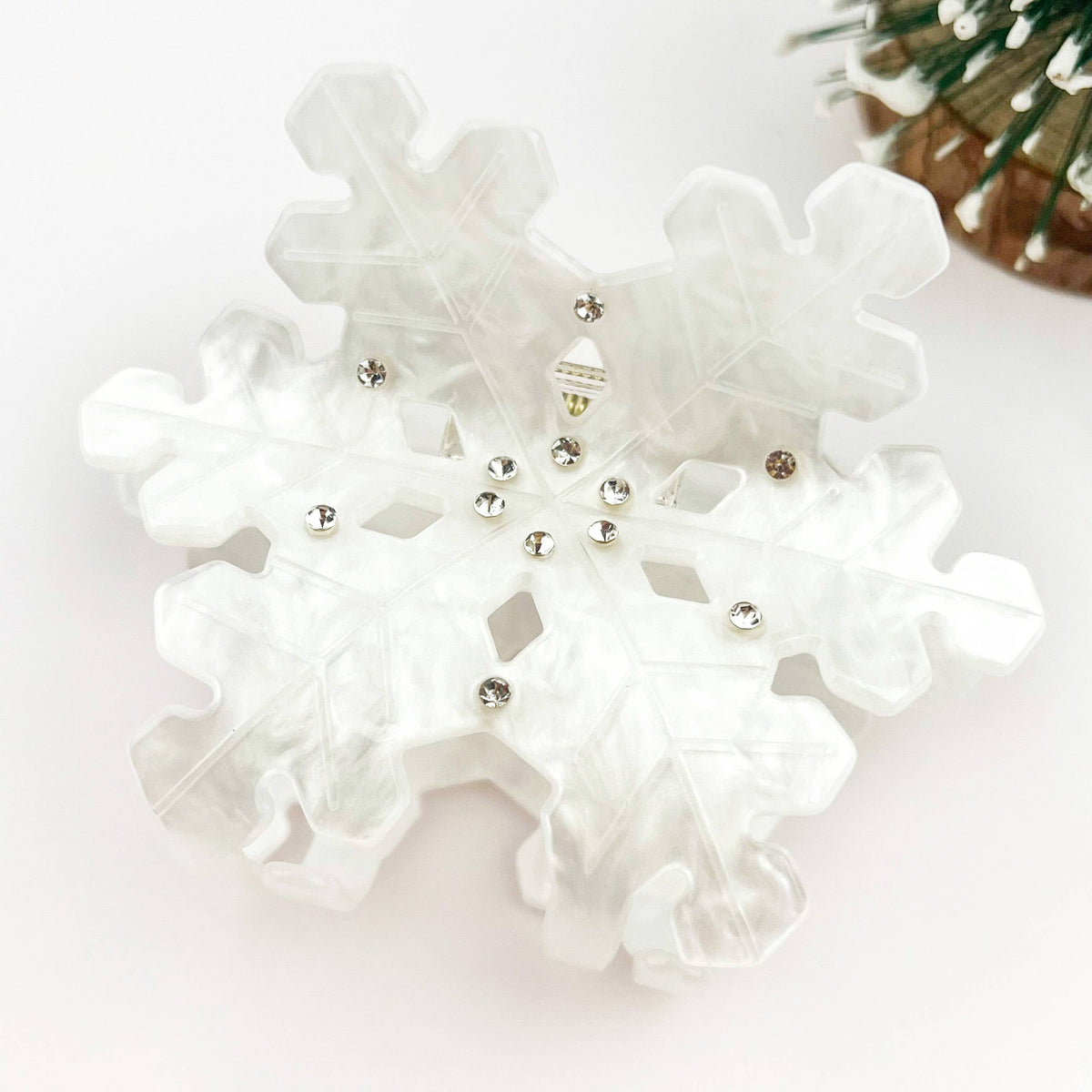 White Rhinestone Snowflake Claw Clip & Small Clip