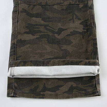 Camouflage Jeans straight denim pants
