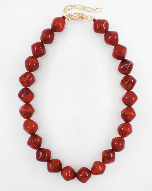 Maroon Acrylic Stone Chunky Beaded Necklace