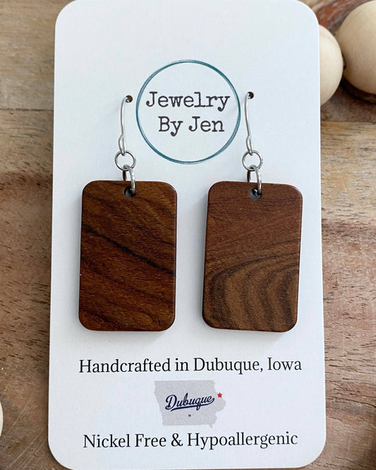 Wood Rectangle Earrings