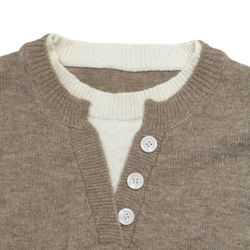 Colorblock Knit Long Sleeve Sweater
