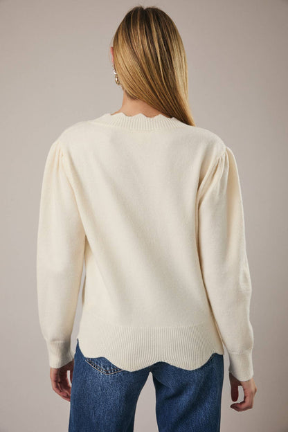 Scalloped Neck Tulip Sweater