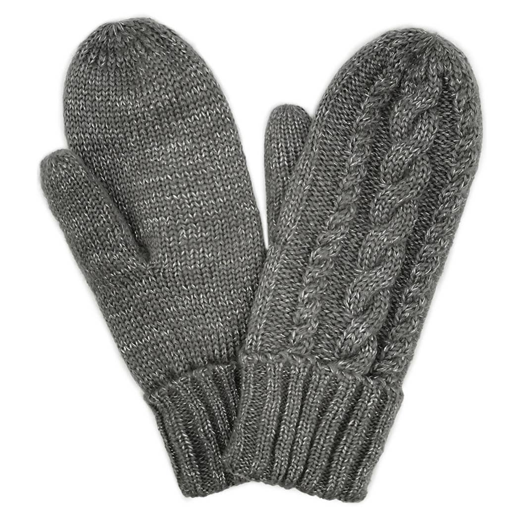 Cable Knitted Mittens with Sherpa Lining