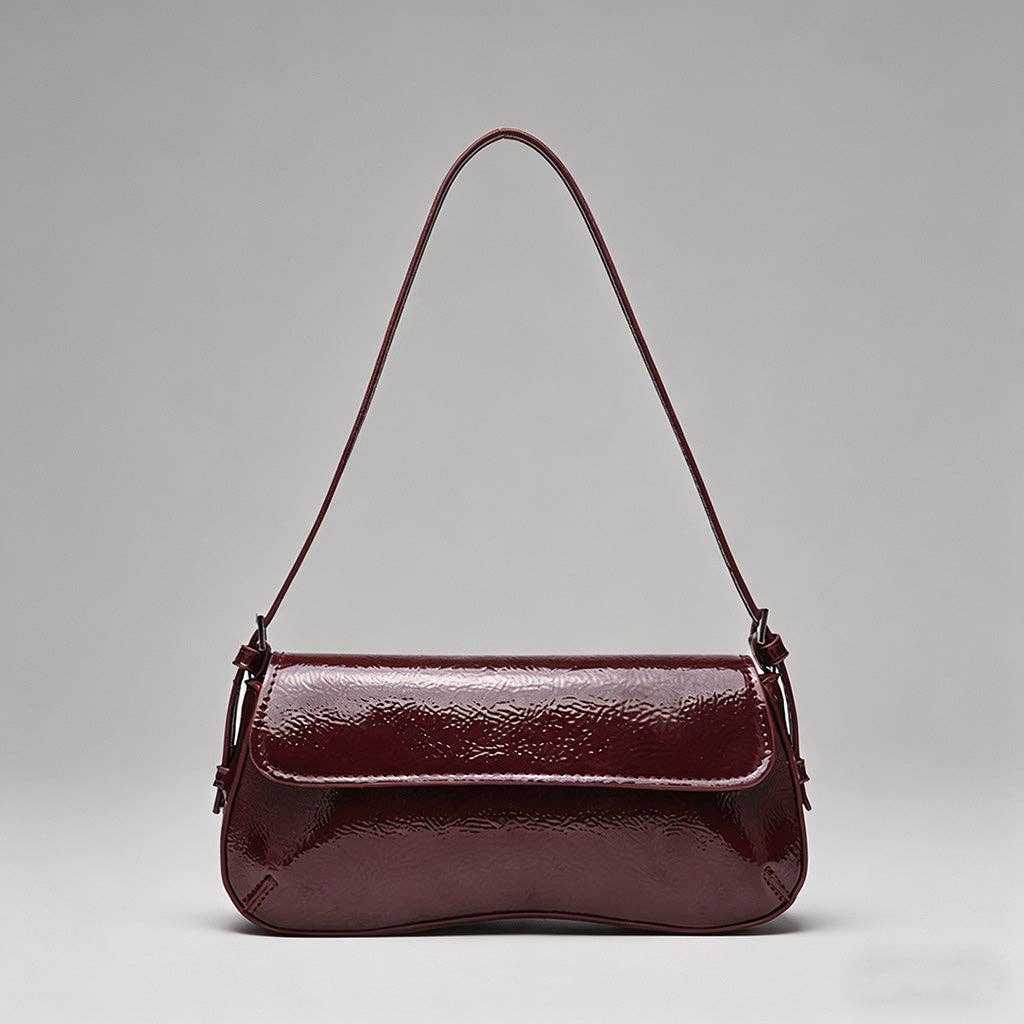 Patent Leather Baguette Shoulder Bag