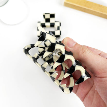 Black and White Check Hair Clip