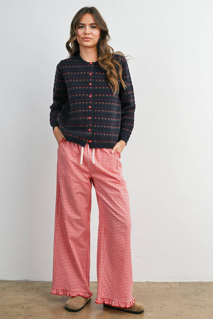 Navy Floral Button-Front Cardigan