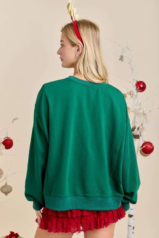 Merry Ornament Patchwork Long Sleeve Top