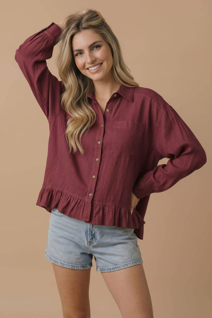 Solid Babydoll Peplum Shirt