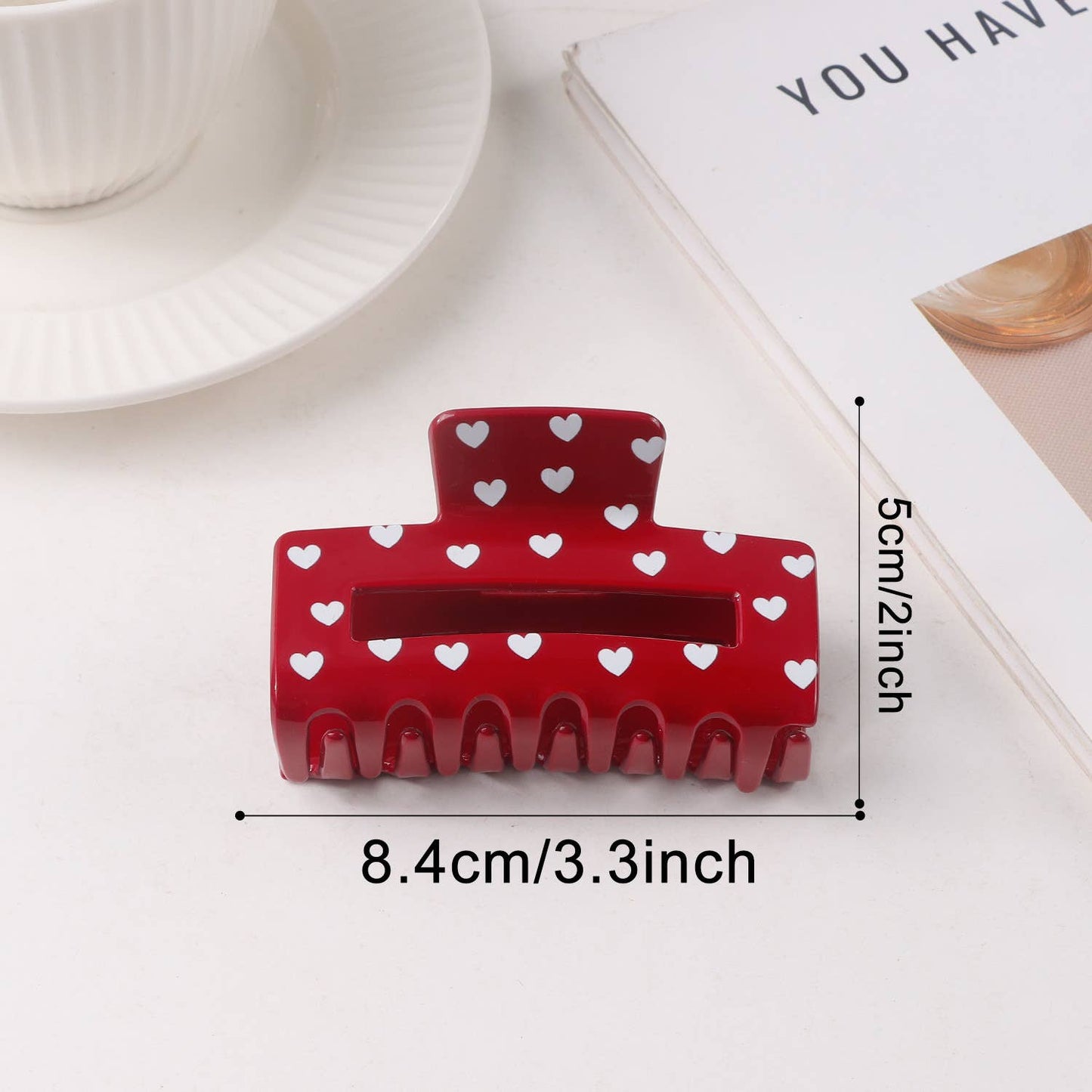 Valentine's Heart Print Romantic Hair Claw Clip