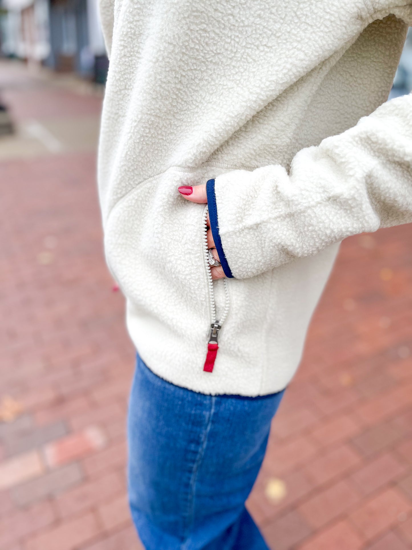 Sherpa Tulip Leather Patch Quarter Zip