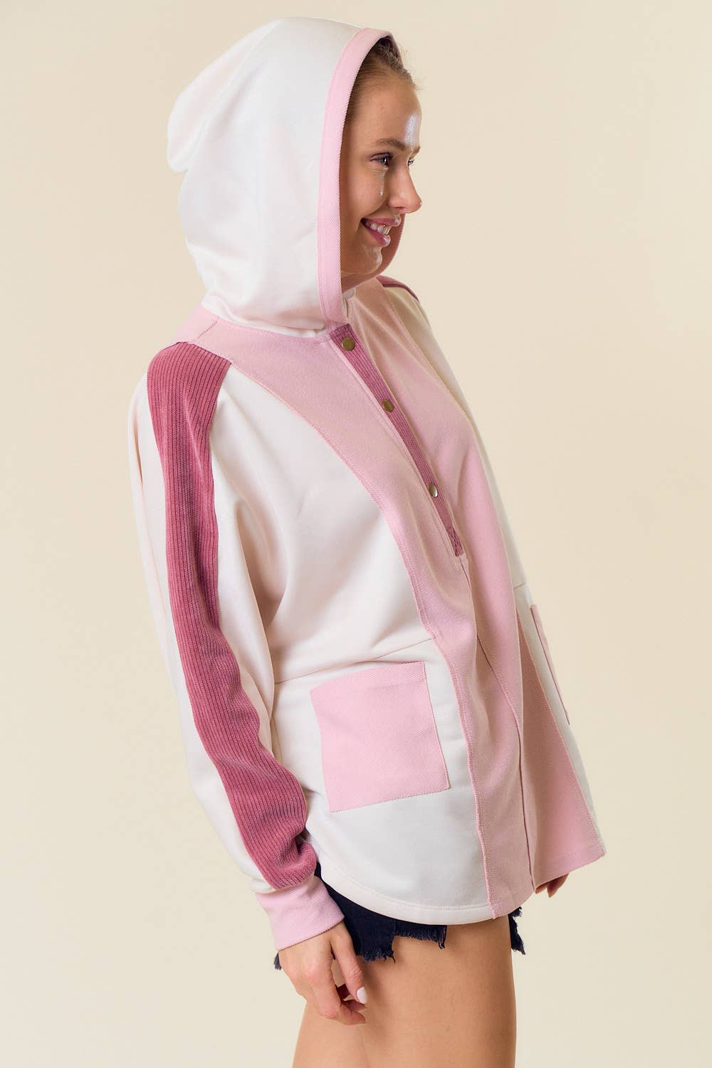 Pink & Berry French Terry Color Block Pullover