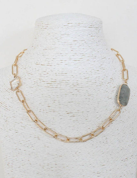 Crew Labradorite Gem Paperclip Necklace