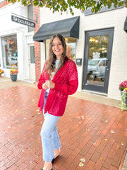 Red Chevron Sheer Cardigan