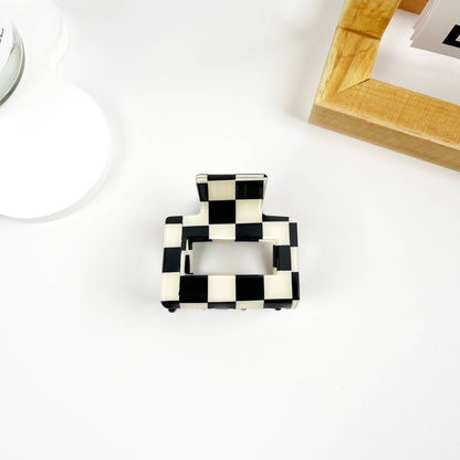 Black and White Check Hair Clip