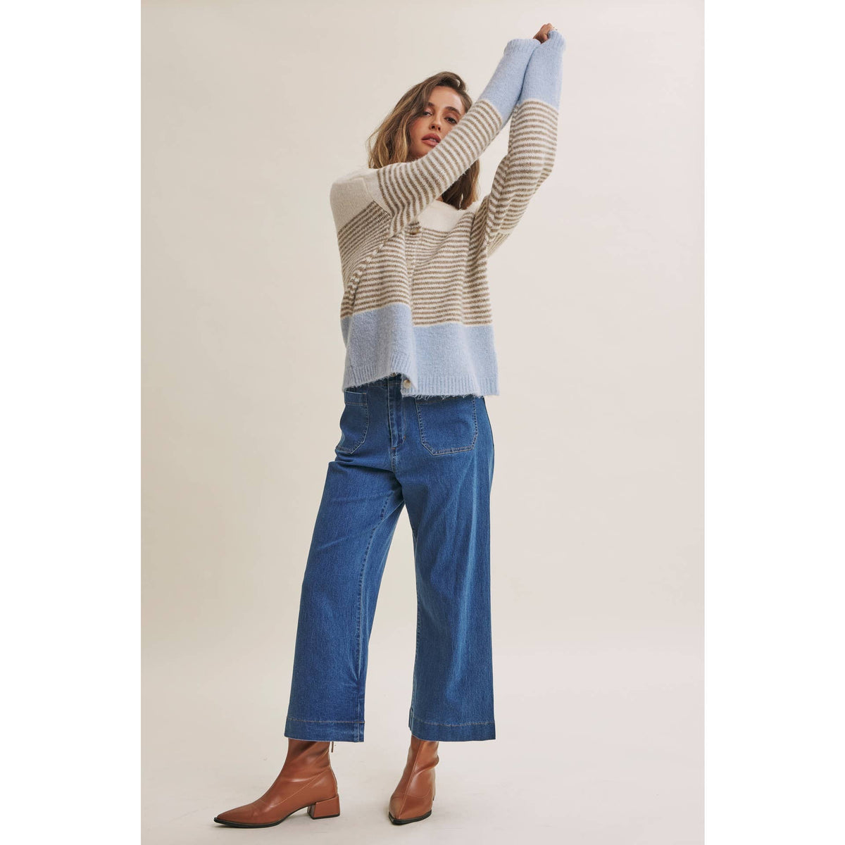 Chi Striped Colorblock Cardigan