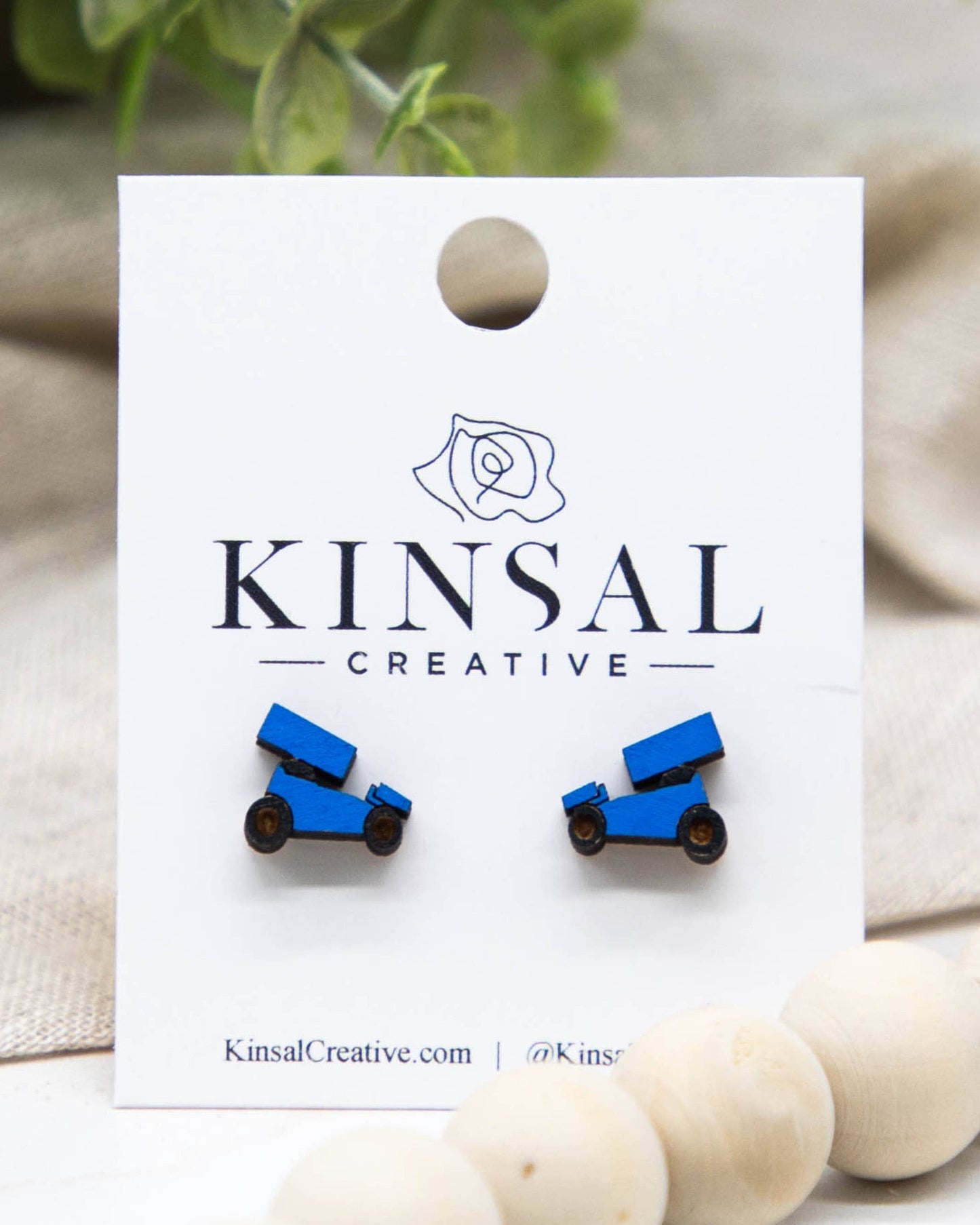 Sprint Car Wood Stud Earrings
