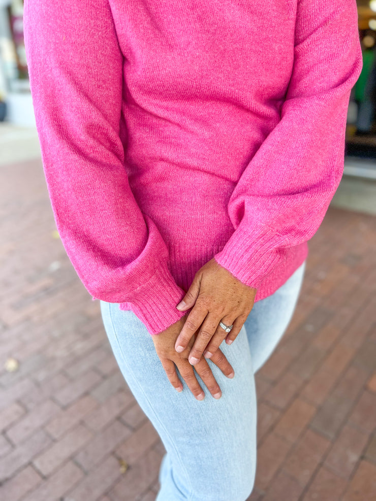 Hot Pink Turtle Neck Sweater