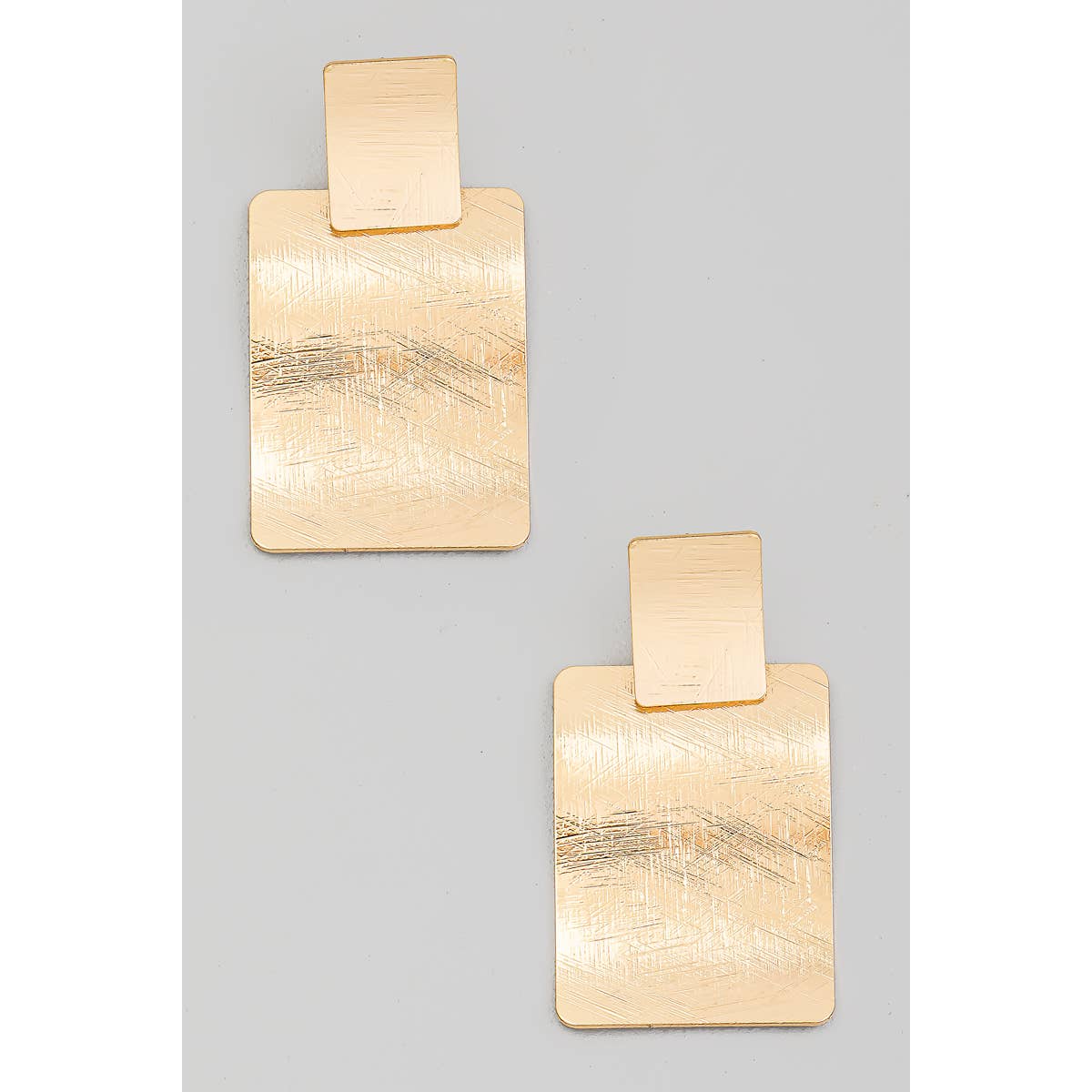 Brushed Metallic Rectangle Dangle Earrings