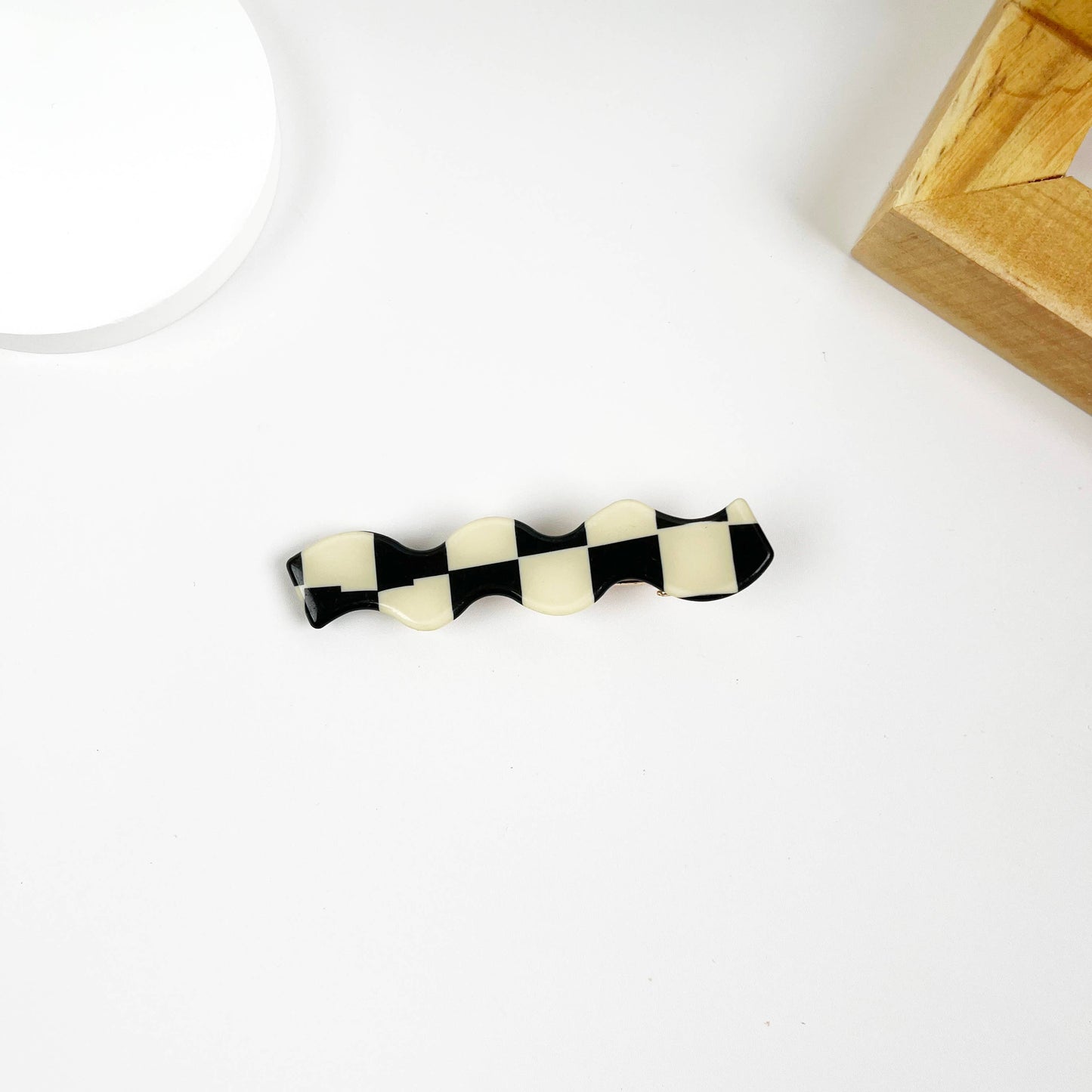 Black and White Check Hair Clip