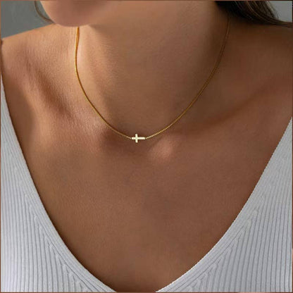 Gold Dainty Cross Necklace
