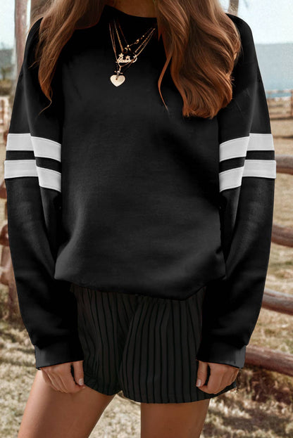 Varsity Stripe Detail Drop Shoulder Oversize Sweatshirt