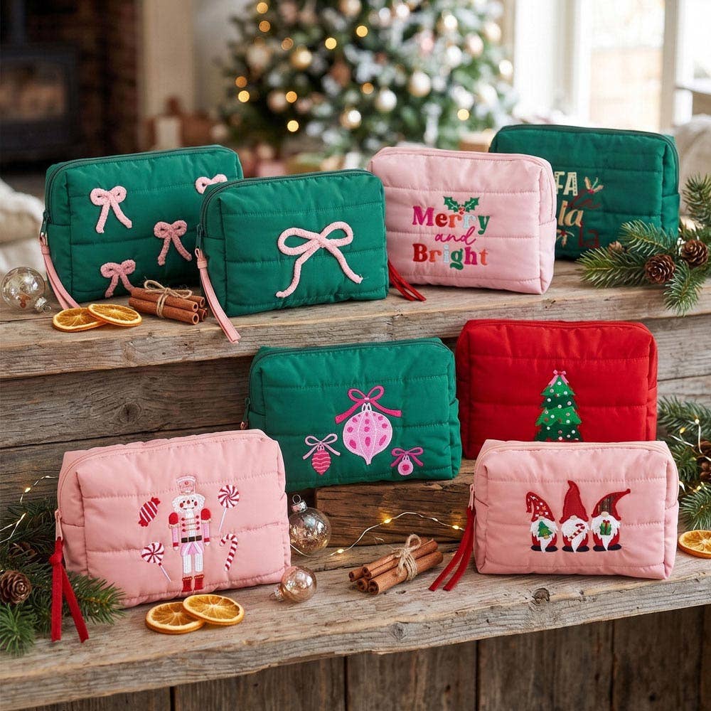 Christmas Tree Quilted Cosmetic Bag
