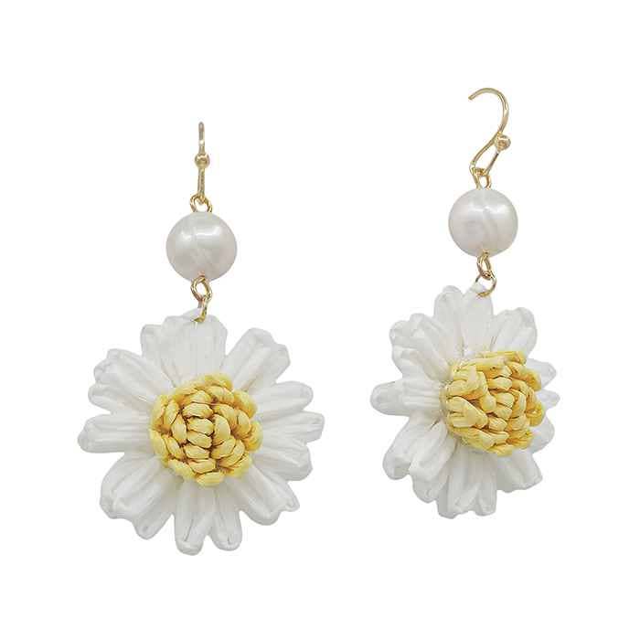 White Paper Flower Pearl Earrings