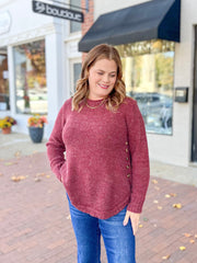 Burgundy Side Button Sweater