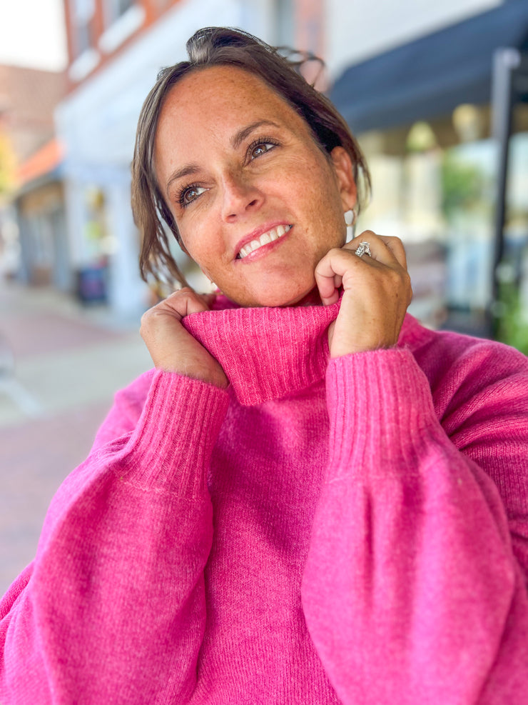 Hot Pink Turtle Neck Sweater