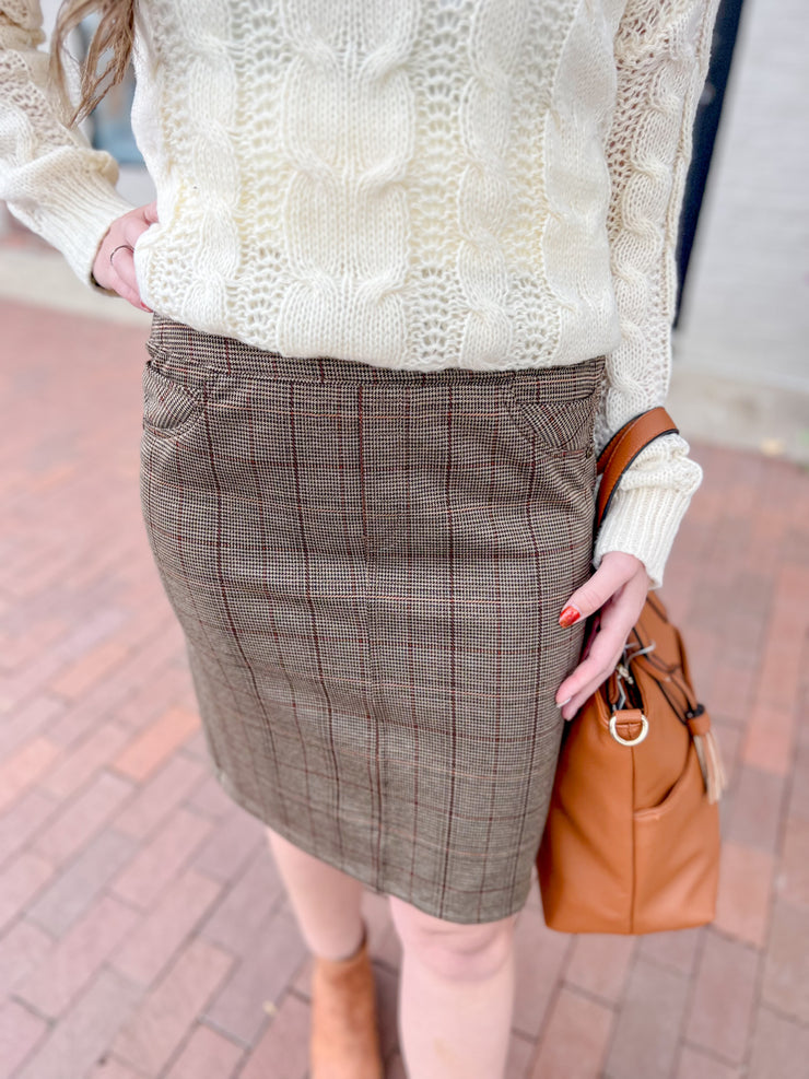 Democracy AbSolution Brown Plaid Skirt