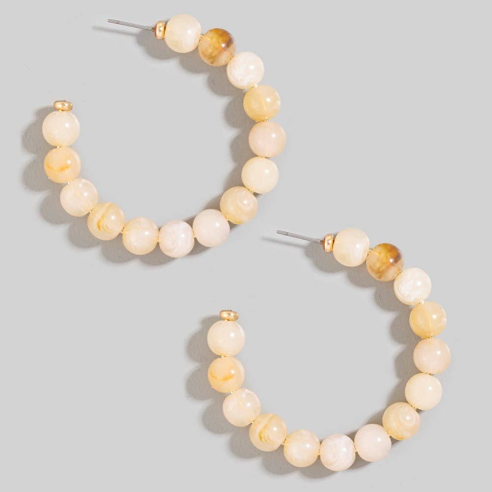 Marble Resin Ball Beaded Hoop Earrings