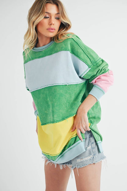 Rugby Color Block Stripe Sweatershirt 1