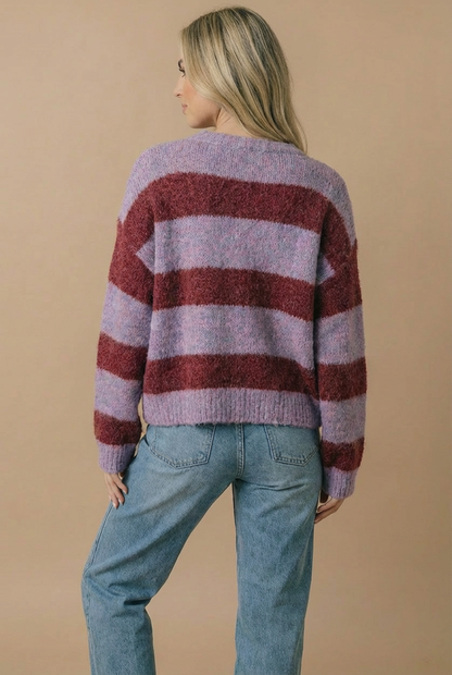Round Neck Fluffy Button Down Cardigan